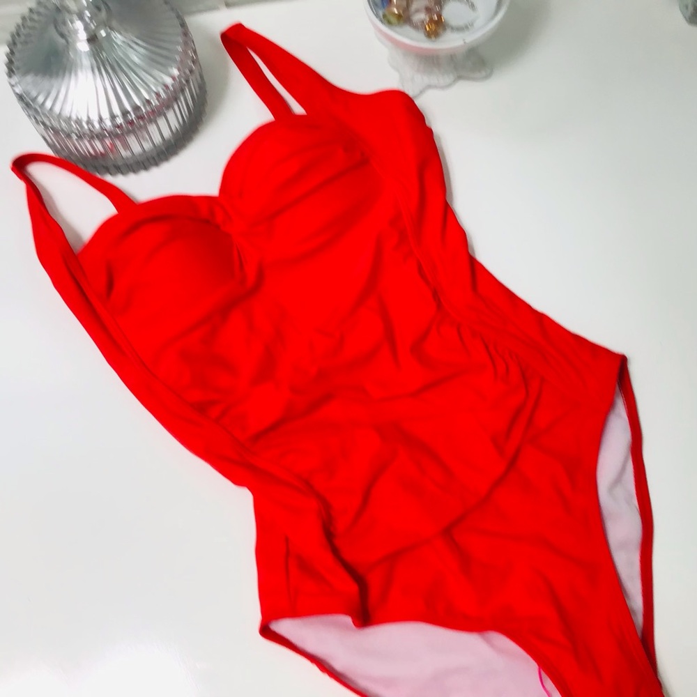 Betsey Johnson 🍒 Red Bandeau Swimsuit Size S NWT!